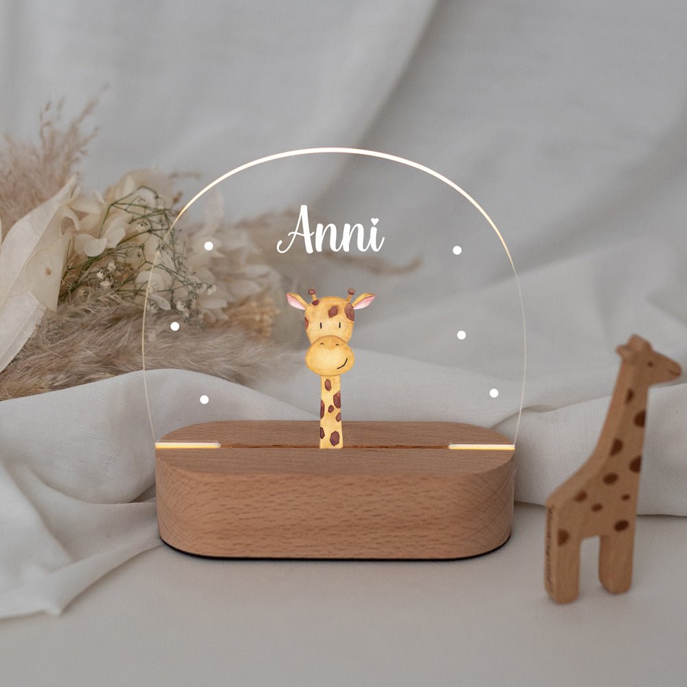 LED Nachtlicht Kinder personalisiert - Tier Aquarell - wunderwunsch