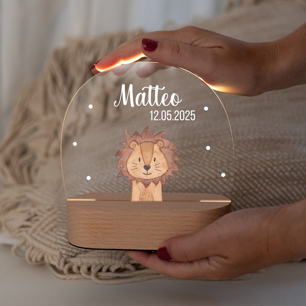 LED Nachtlicht Kinder personalisiert - Tier Aquarell - wunderwunsch
