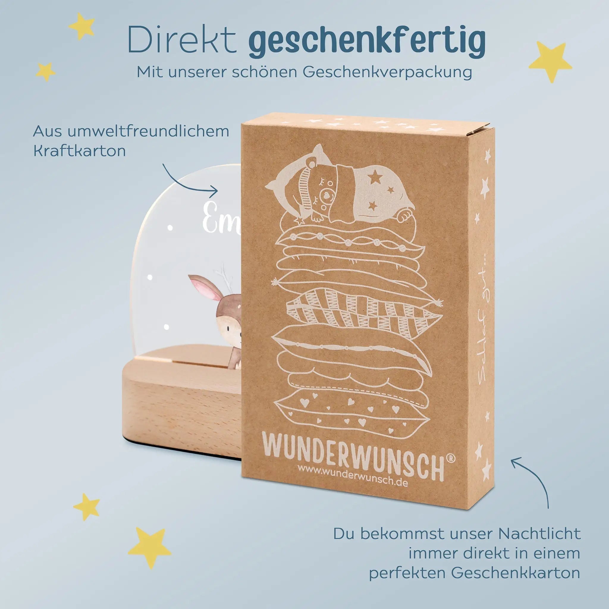 LED Nachtlicht Kinder personalisiert - Tier Aquarell - wunderwunsch