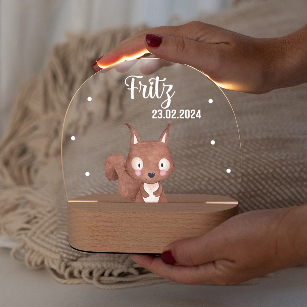 LED Nachtlicht Kinder personalisiert - Tier Aquarell - wunderwunsch