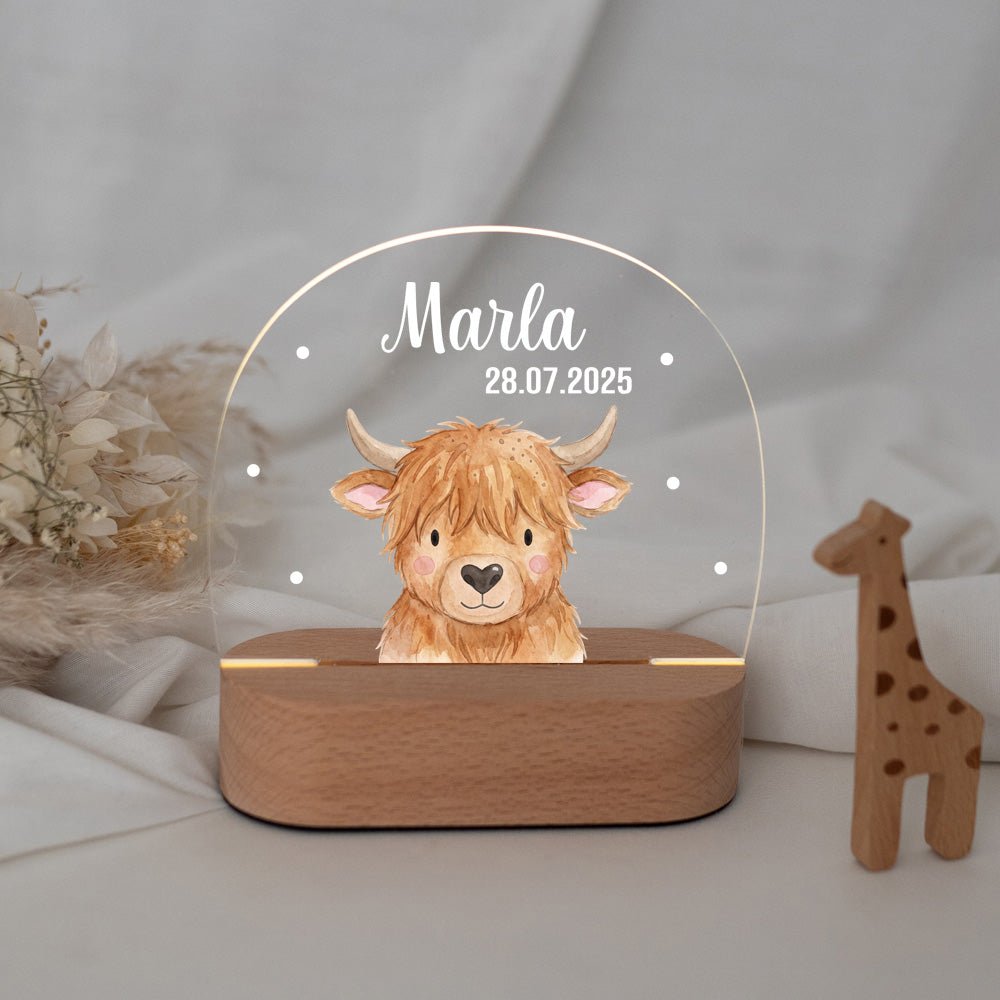 LED Nachtlicht Kinder personalisiert - Tier Aquarell - wunderwunsch