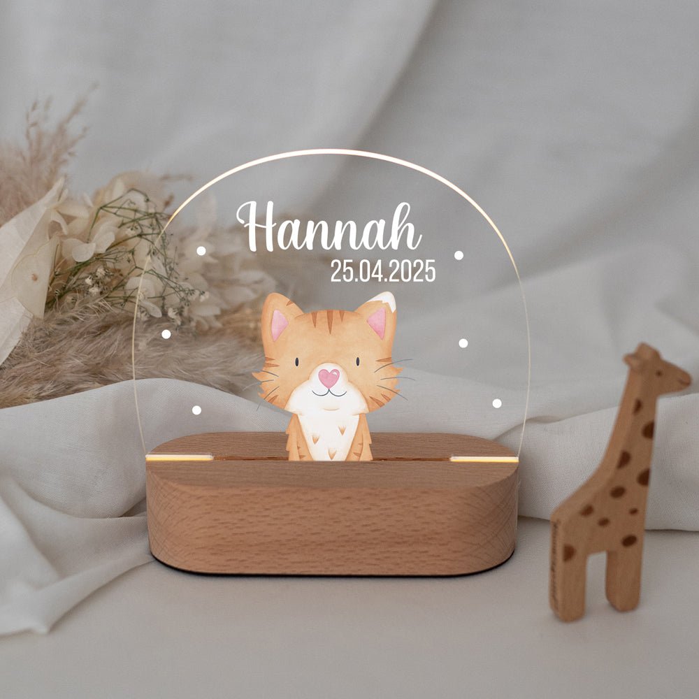 LED Nachtlicht Kinder personalisiert - Tier Aquarell - wunderwunsch