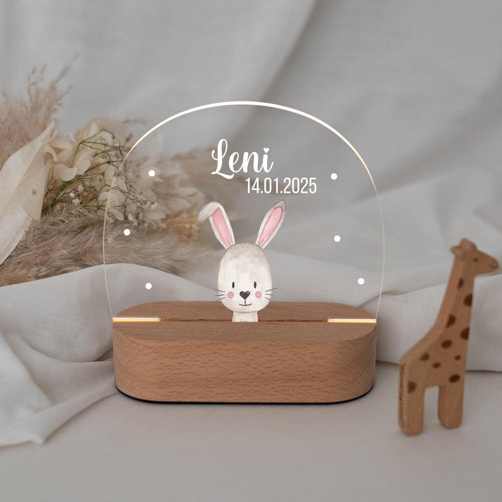 LED Nachtlicht Kinder personalisiert - Tier Aquarell - wunderwunsch