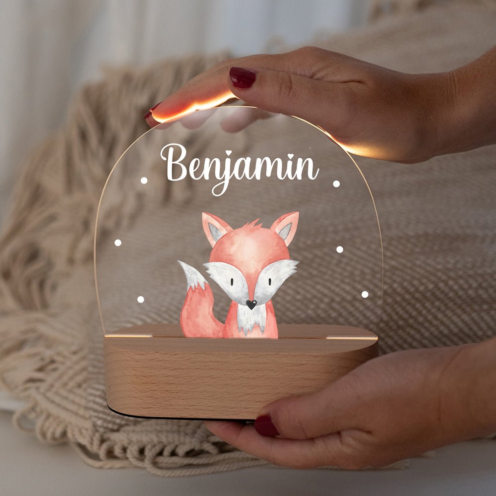 LED Nachtlicht Kinder personalisiert - Tier Aquarell - wunderwunsch