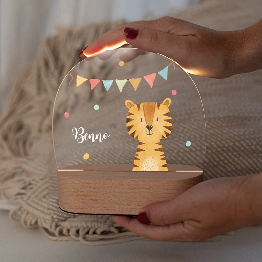 LED Nachtlicht Kinder personalisiert - Tier Girlande Aquarell - wunderwunsch