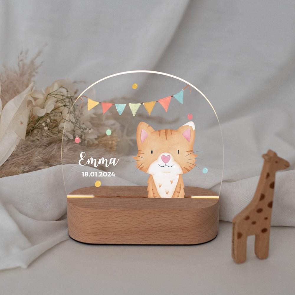LED Nachtlicht Kinder personalisiert - Tier Girlande Aquarell - wunderwunsch