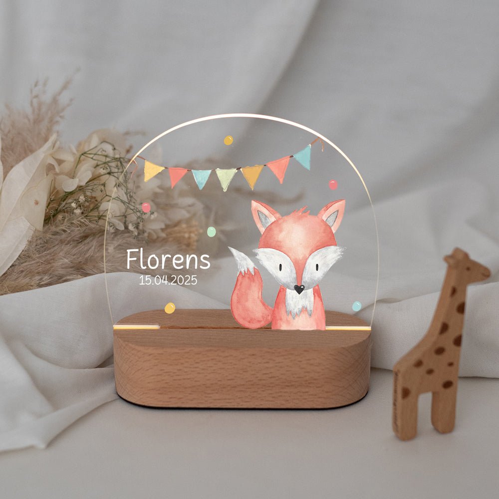 LED Nachtlicht Kinder personalisiert - Tier Girlande Aquarell - wunderwunsch
