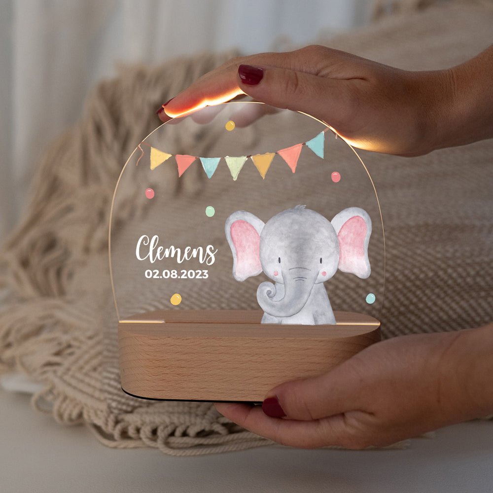 LED Nachtlicht Kinder personalisiert - Tier Girlande Aquarell - wunderwunsch