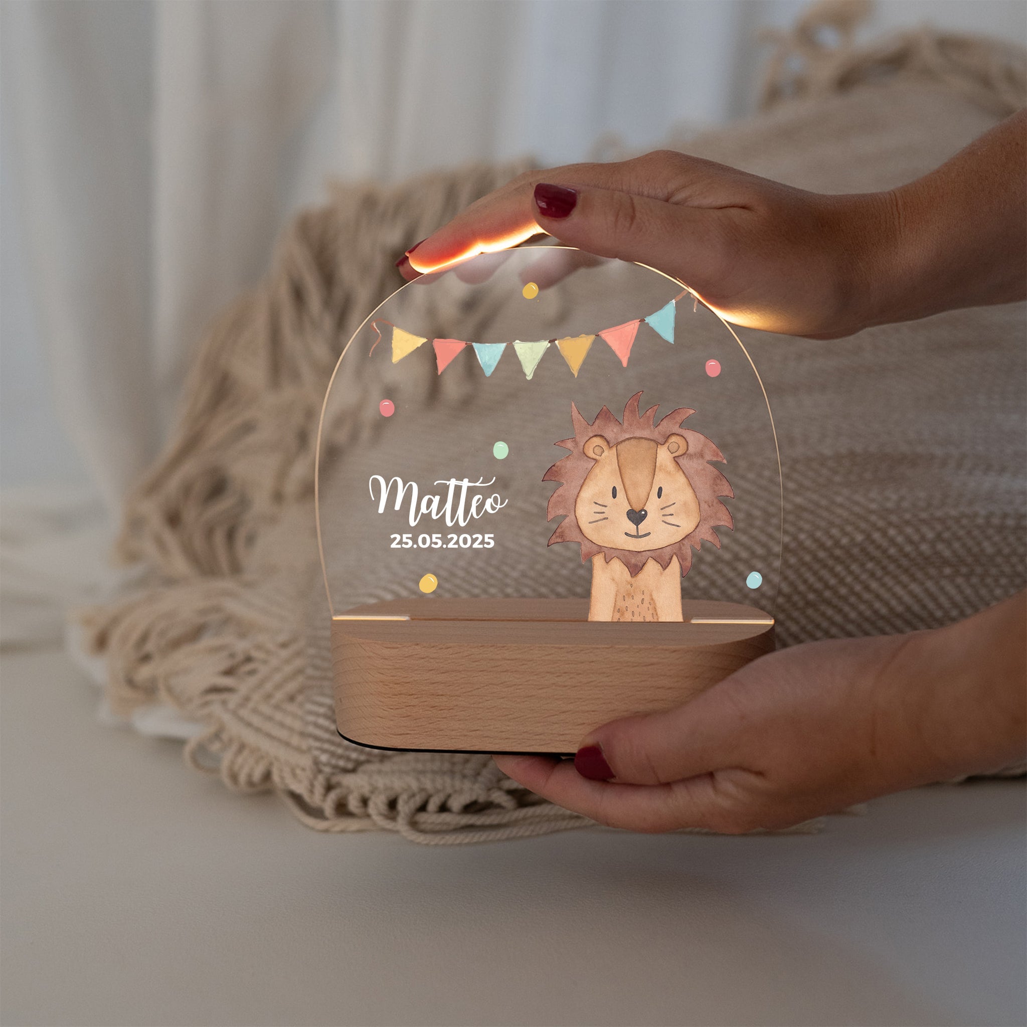 LED Nachtlicht Kinder personalisiert - Tier Girlande Aquarell - wunderwunsch
