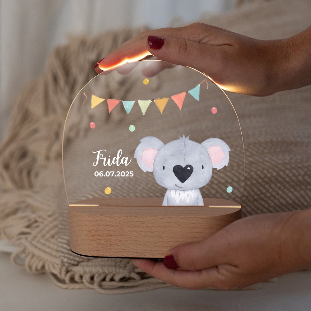 LED Nachtlicht Kinder personalisiert - Tier Girlande Aquarell - wunderwunsch
