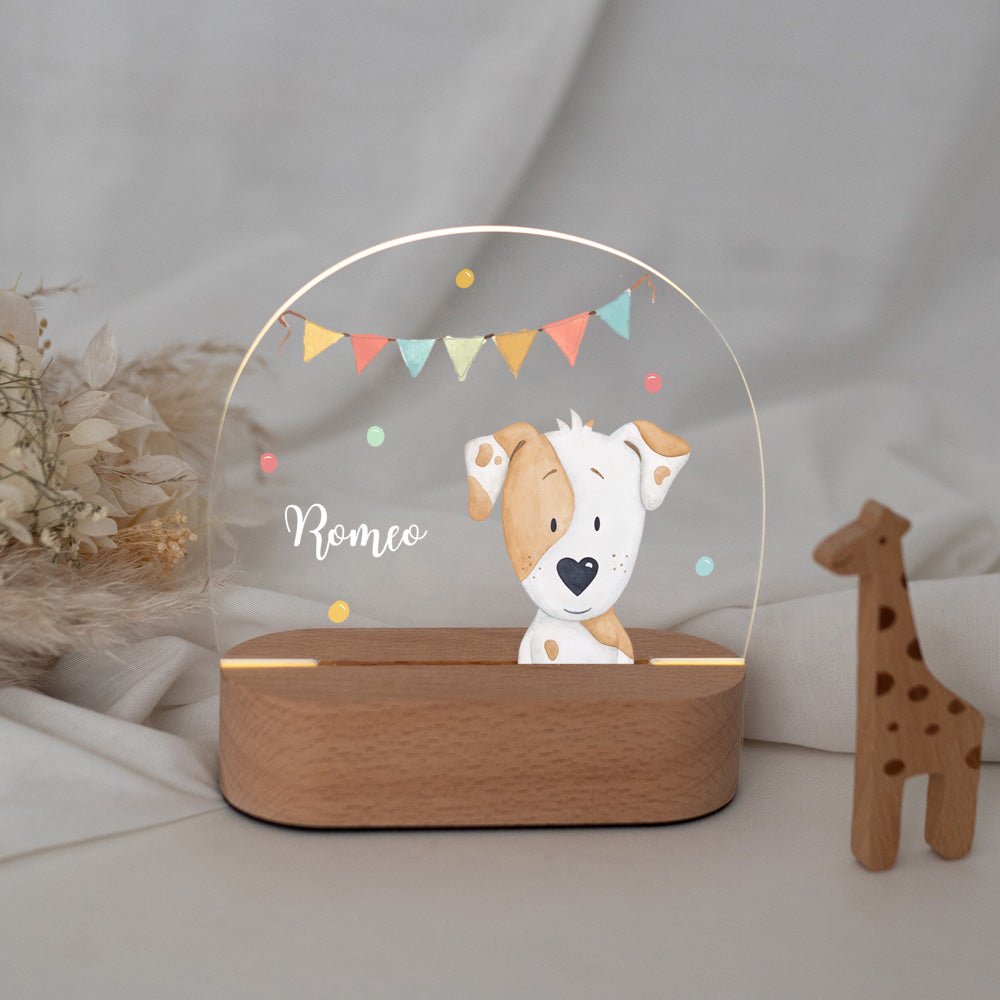 LED Nachtlicht Kinder personalisiert - Tier Girlande Aquarell - wunderwunsch