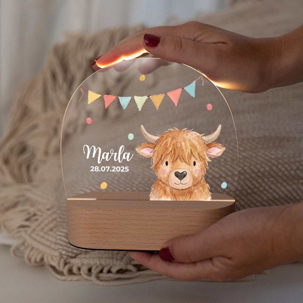 LED Nachtlicht Kinder personalisiert - Tier Girlande Aquarell - wunderwunsch