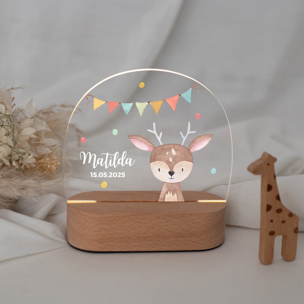 LED Nachtlicht Kinder personalisiert - Tier Girlande Aquarell - wunderwunsch