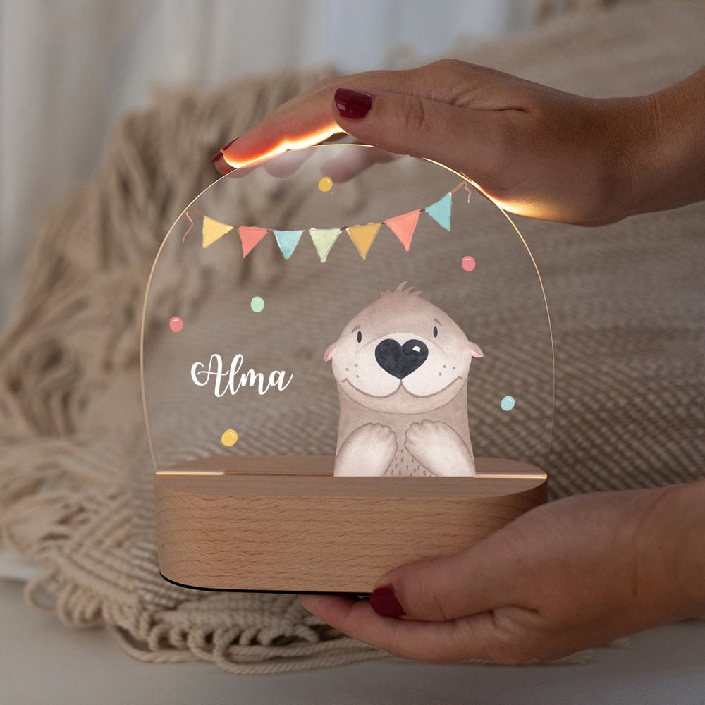 LED Nachtlicht Kinder personalisiert - Tier Girlande Aquarell - wunderwunsch