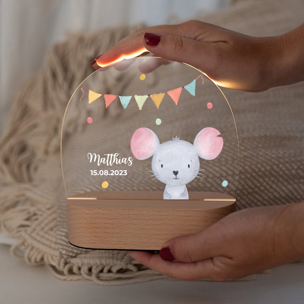 LED Nachtlicht Kinder personalisiert - Tier Girlande Aquarell - wunderwunsch