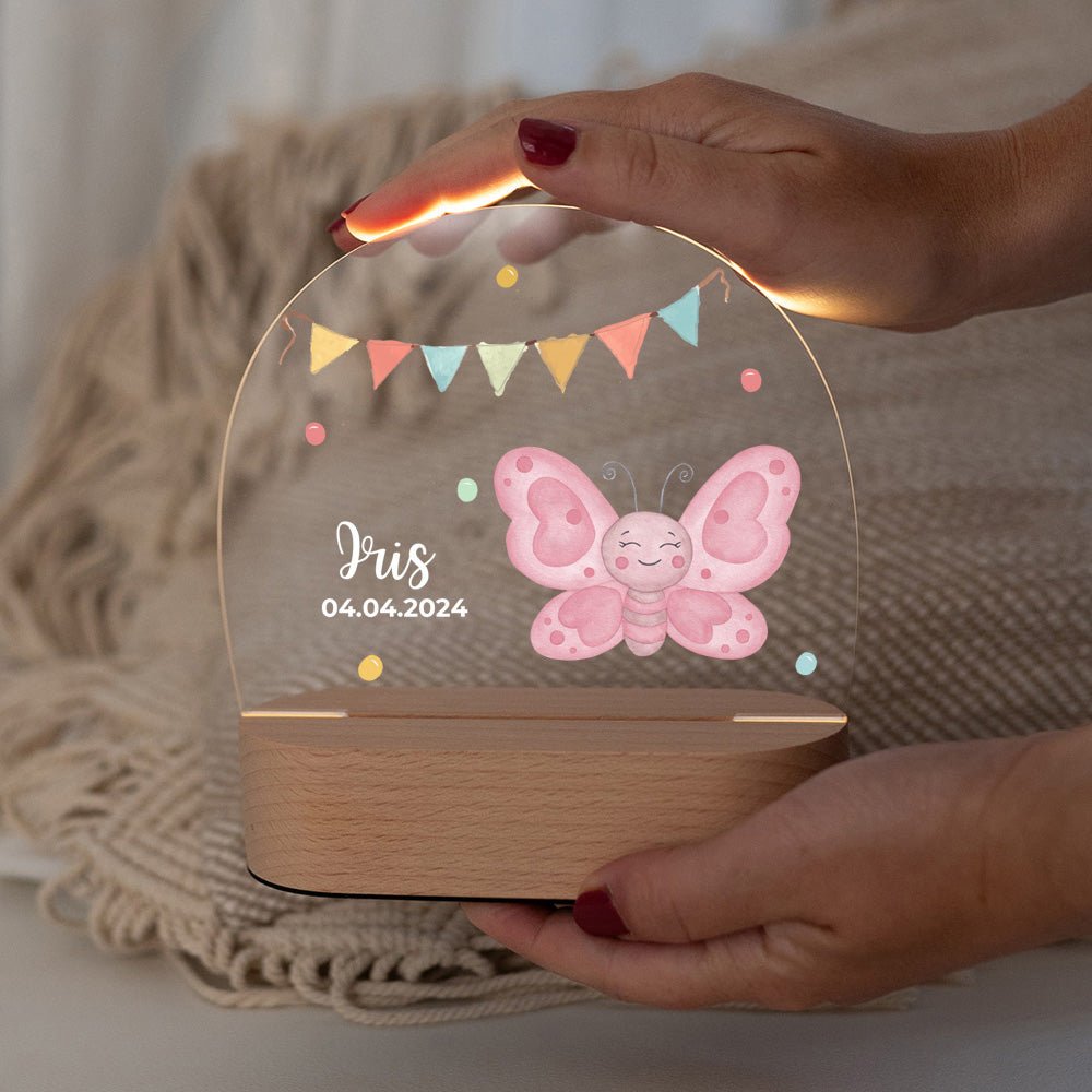 LED Nachtlicht Kinder personalisiert - Tier Girlande Aquarell - wunderwunsch