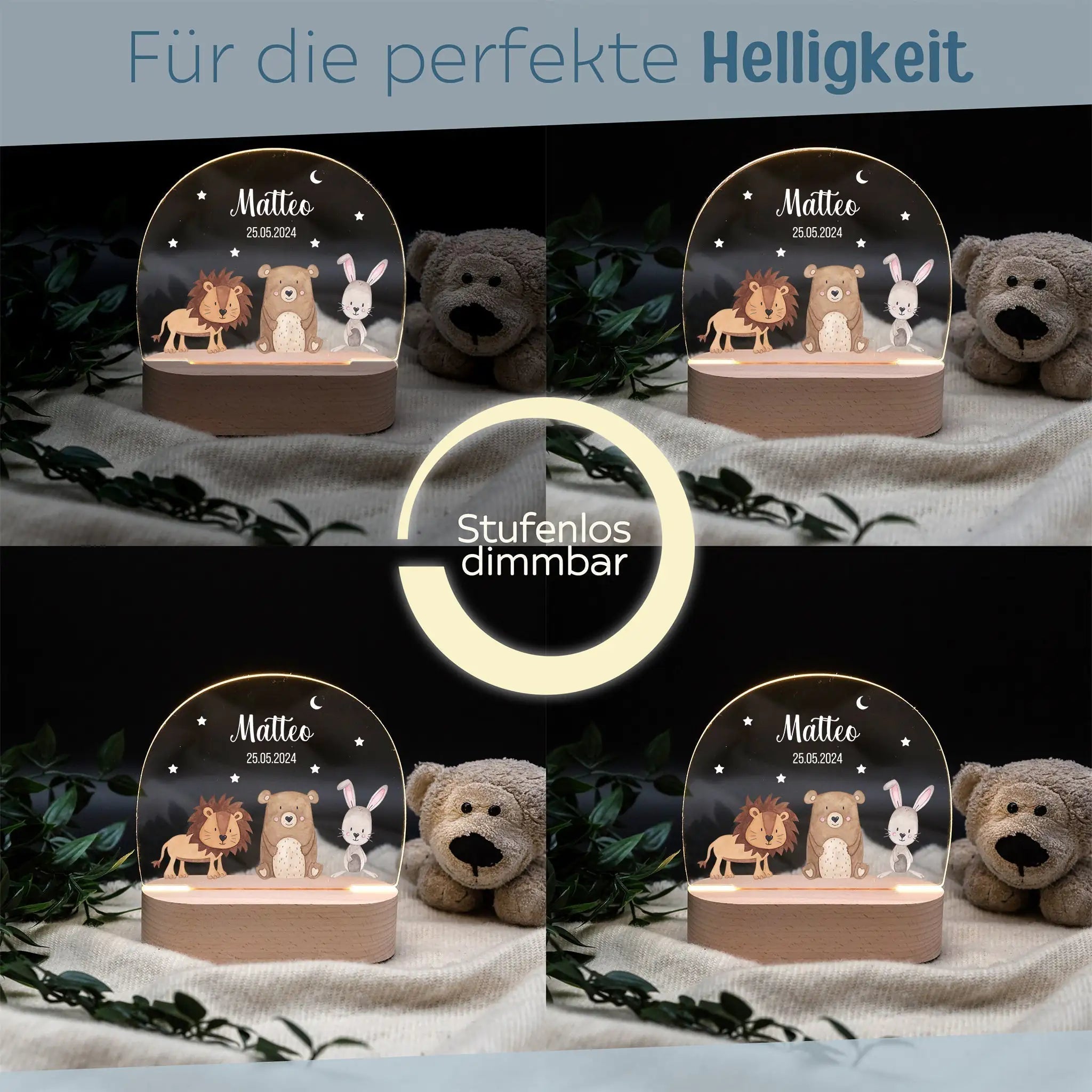 LED Nachtlicht Kinder personalisiert - Tiere Sternhimmel - wunderwunsch