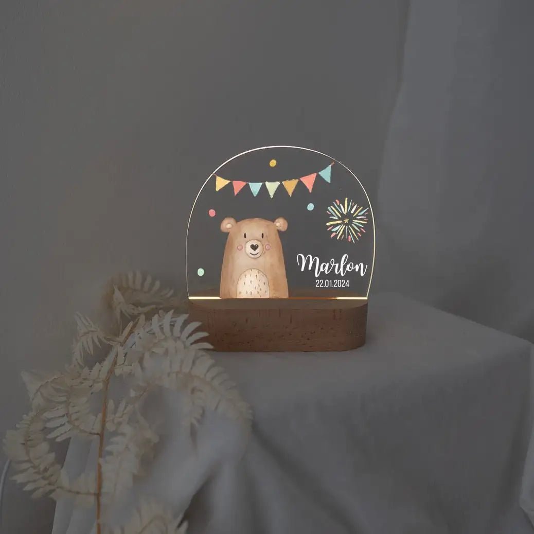 LED Nachtlicht Kinder personalisiert - Traumhafte Tierfreunde Aquarell - wunderwunsch
