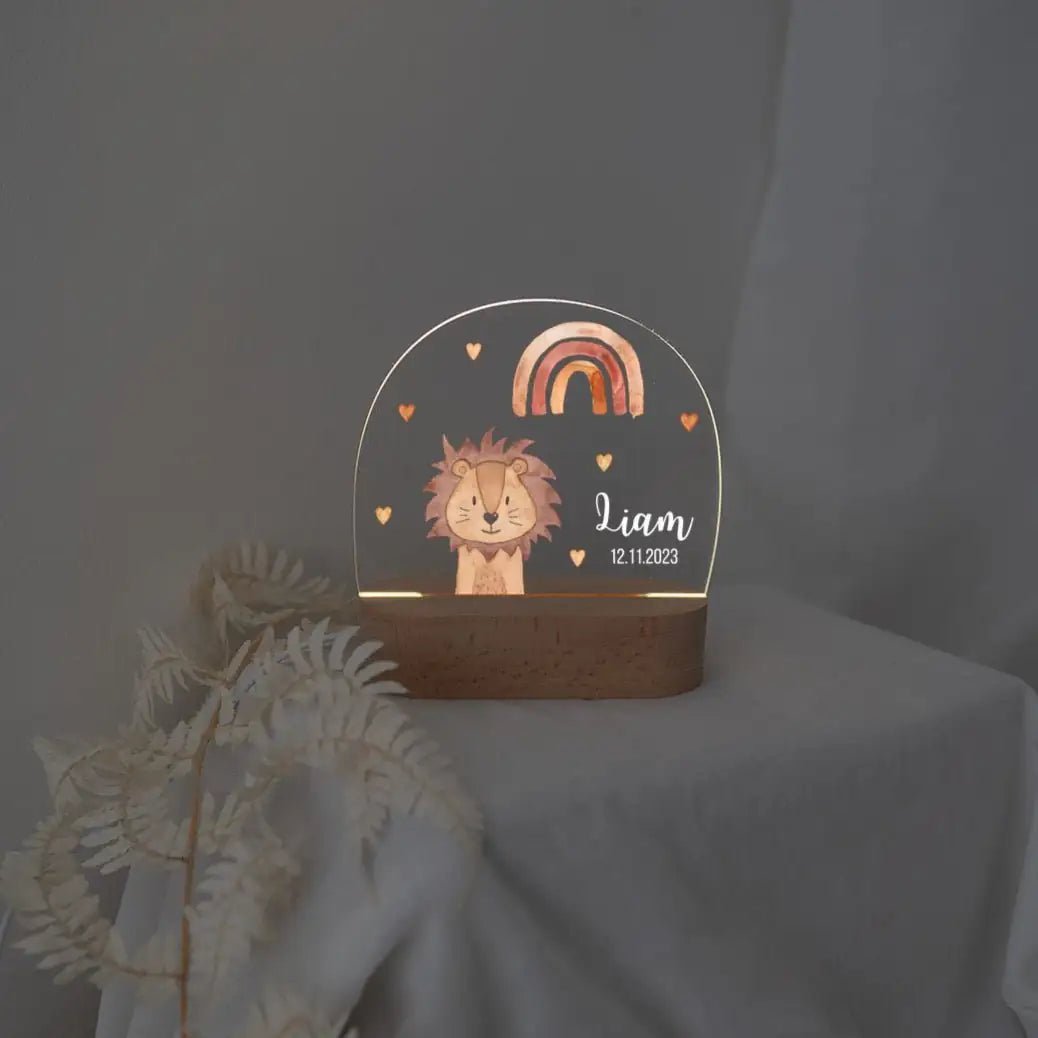 LED Nachtlicht Kinder personalisiert - Traumhafte Tierfreunde Aquarell - wunderwunsch