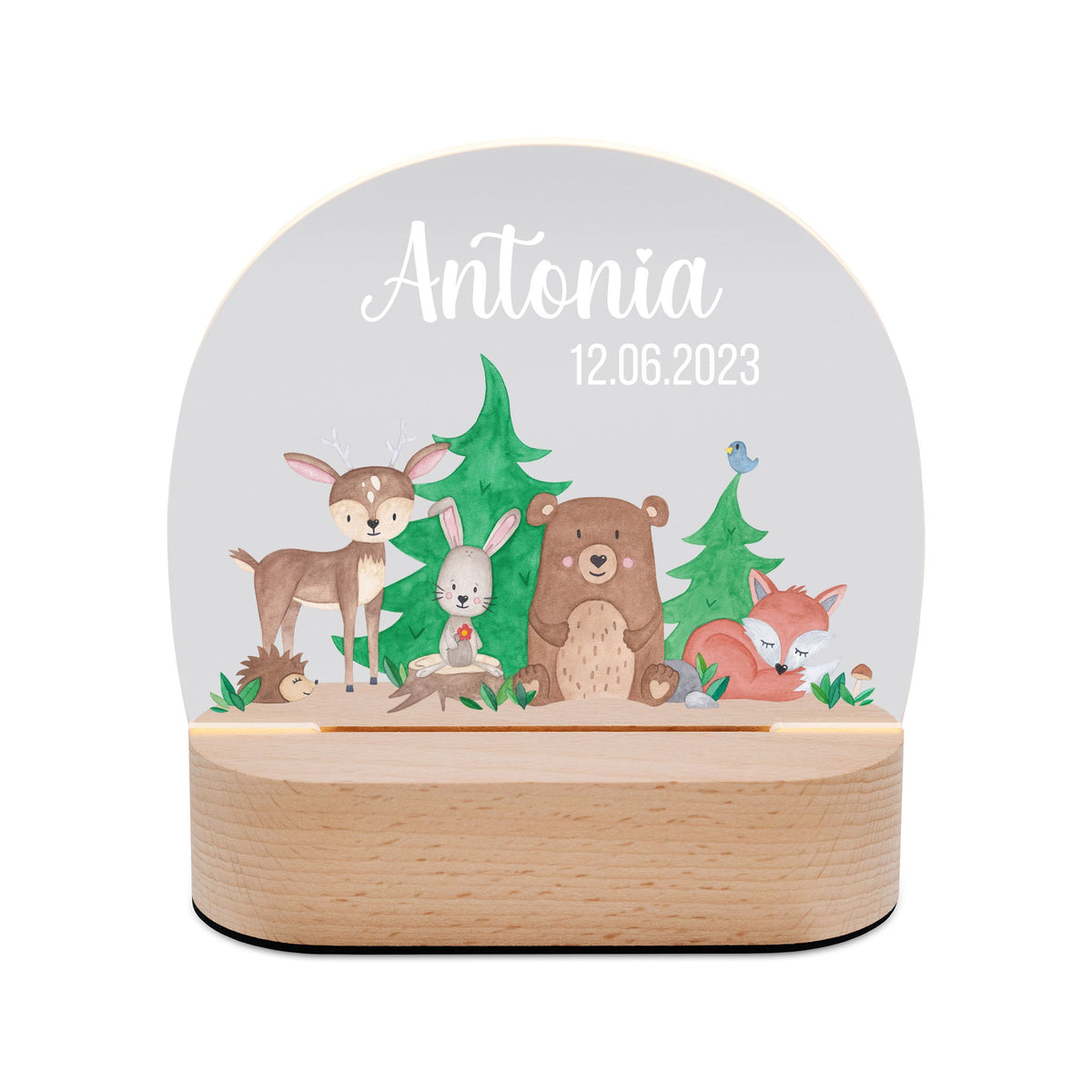 LED Nachtlicht Kinder personalisiert - Waldfreunde Aquarell - wunderwunsch
