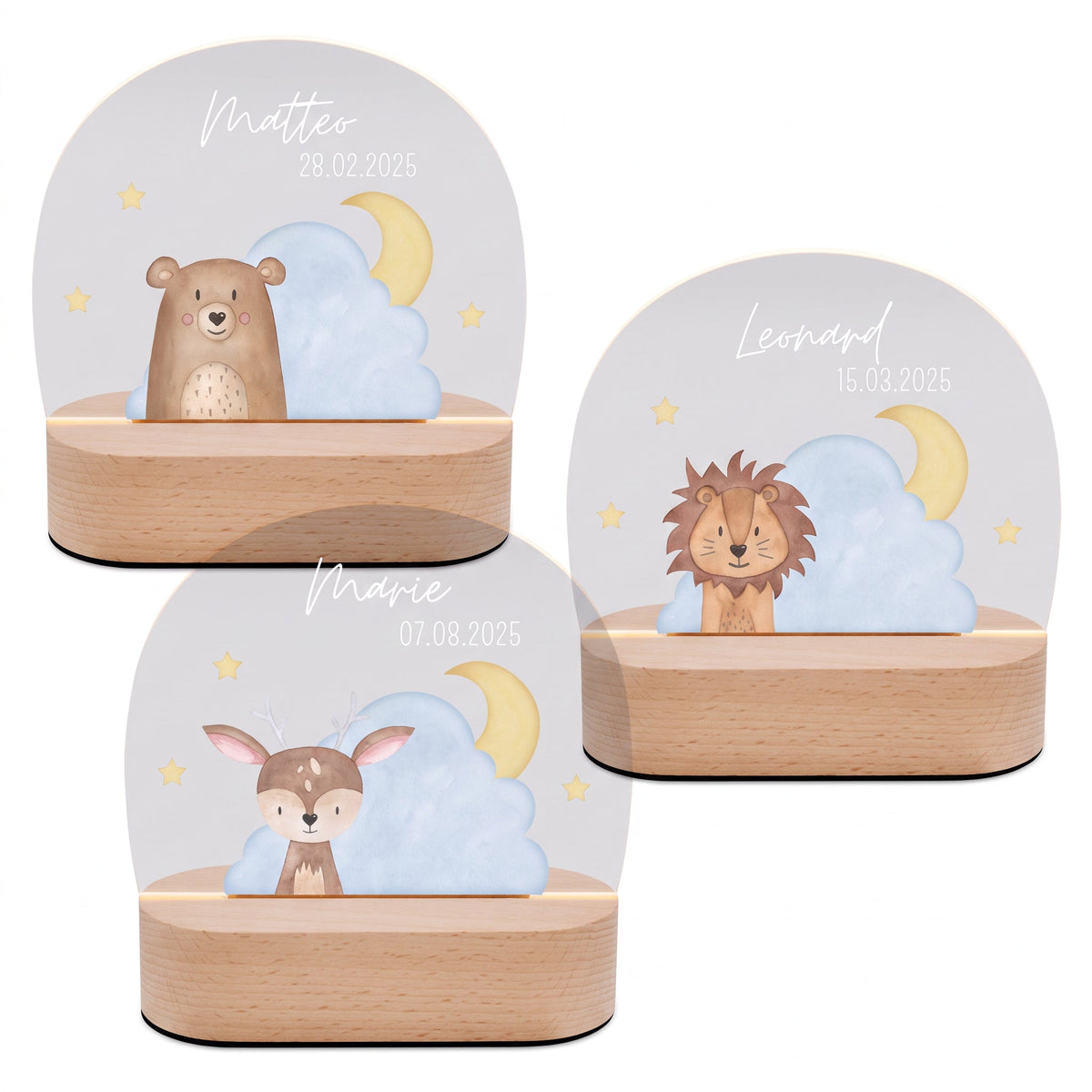 LED Nachtlicht Kinder personalisiert - Wolkentier Aquarell - wunderwunsch