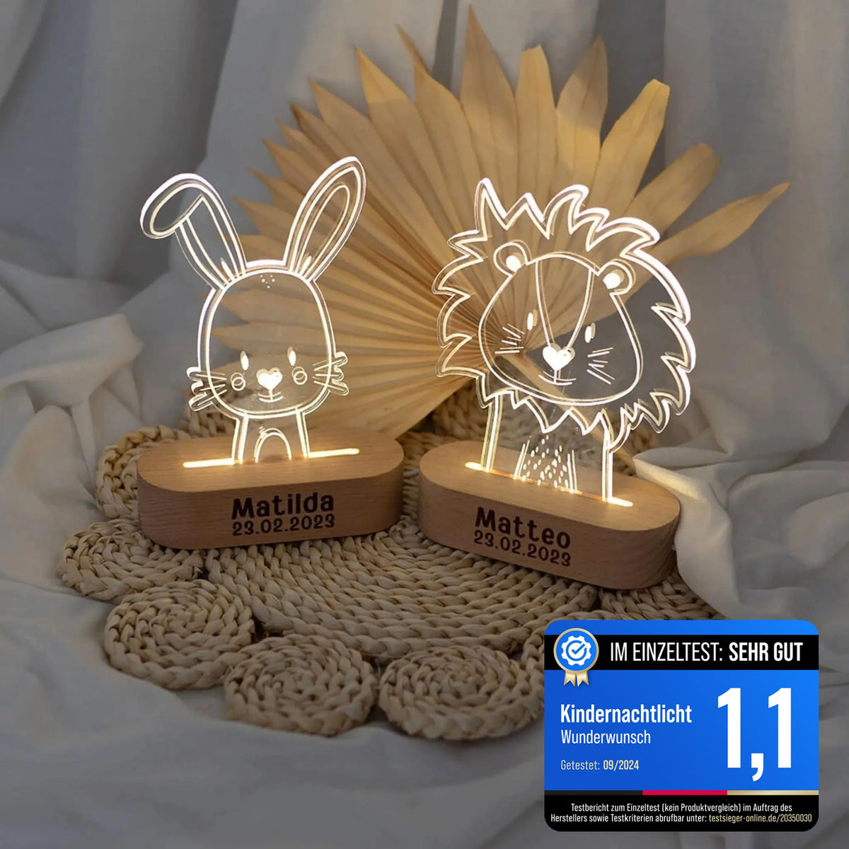 LED Tier Nachtlicht Tierform personalisiert - wunderwunsch