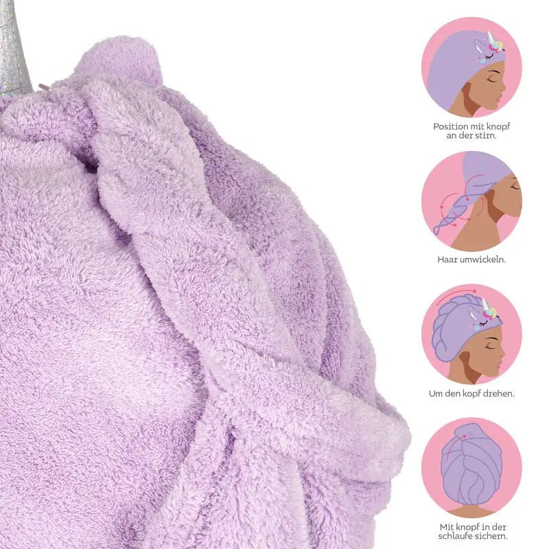 LEGAMI Turban - Handtuch - Einhorn & Katze - personalisierbar - wunderwunsch