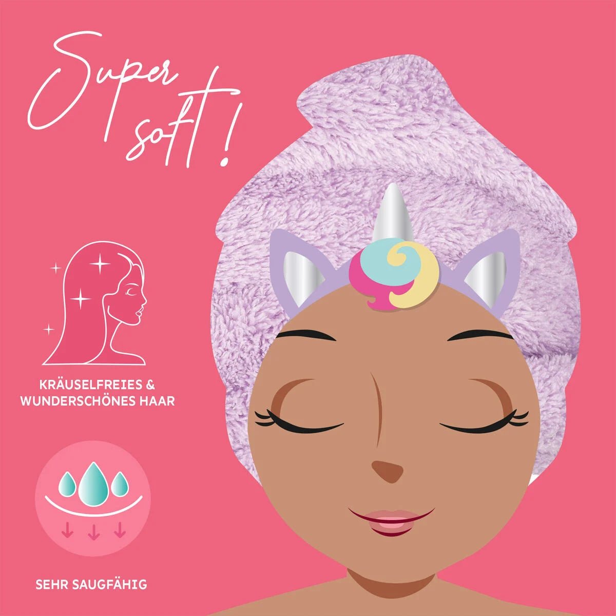 LEGAMI Turban-Handtuch personalisiert - Einhorn & Katze - wunderwunsch