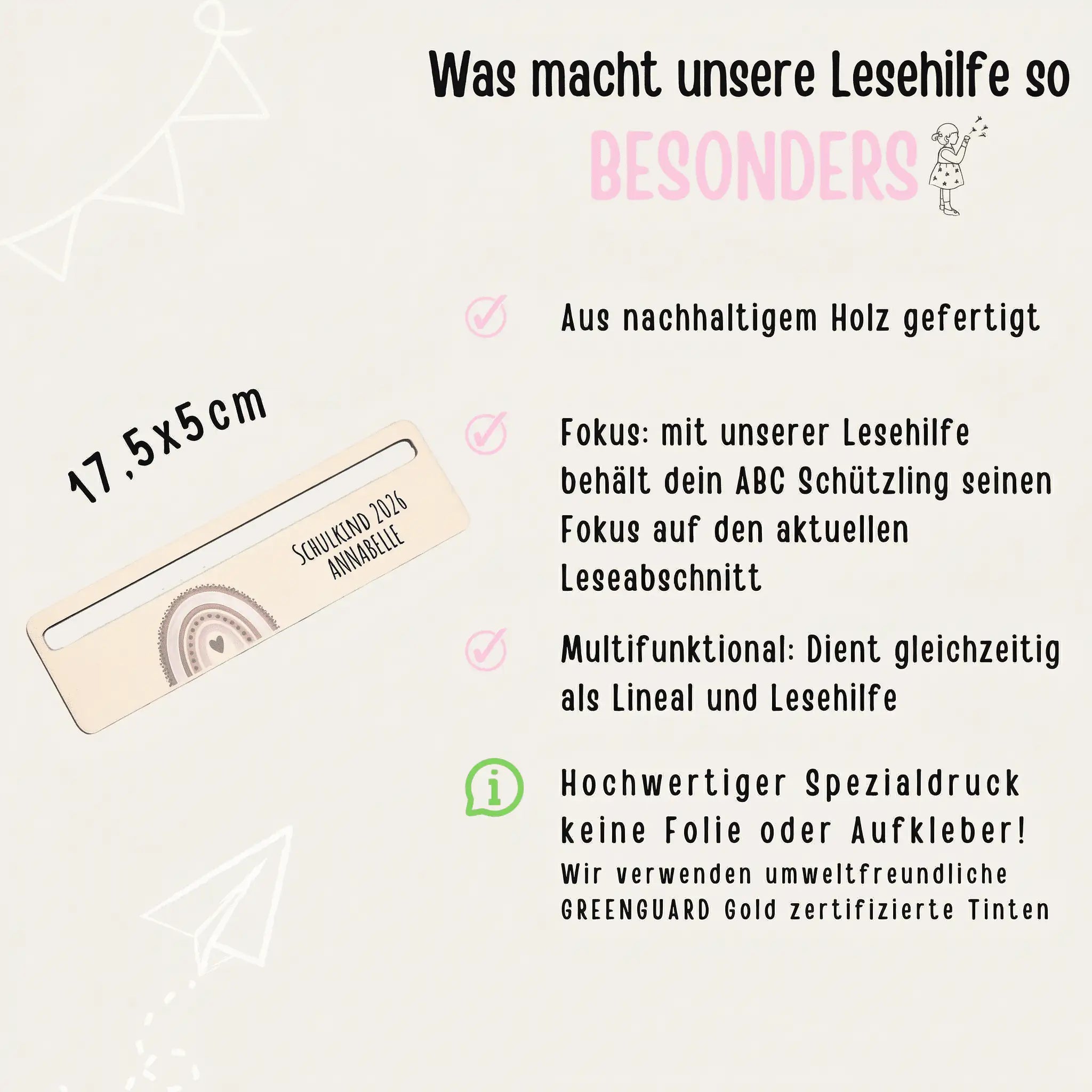 Lesehilfe personalisiert - Regenbogen Punkte Aquarell - wunderwunsch