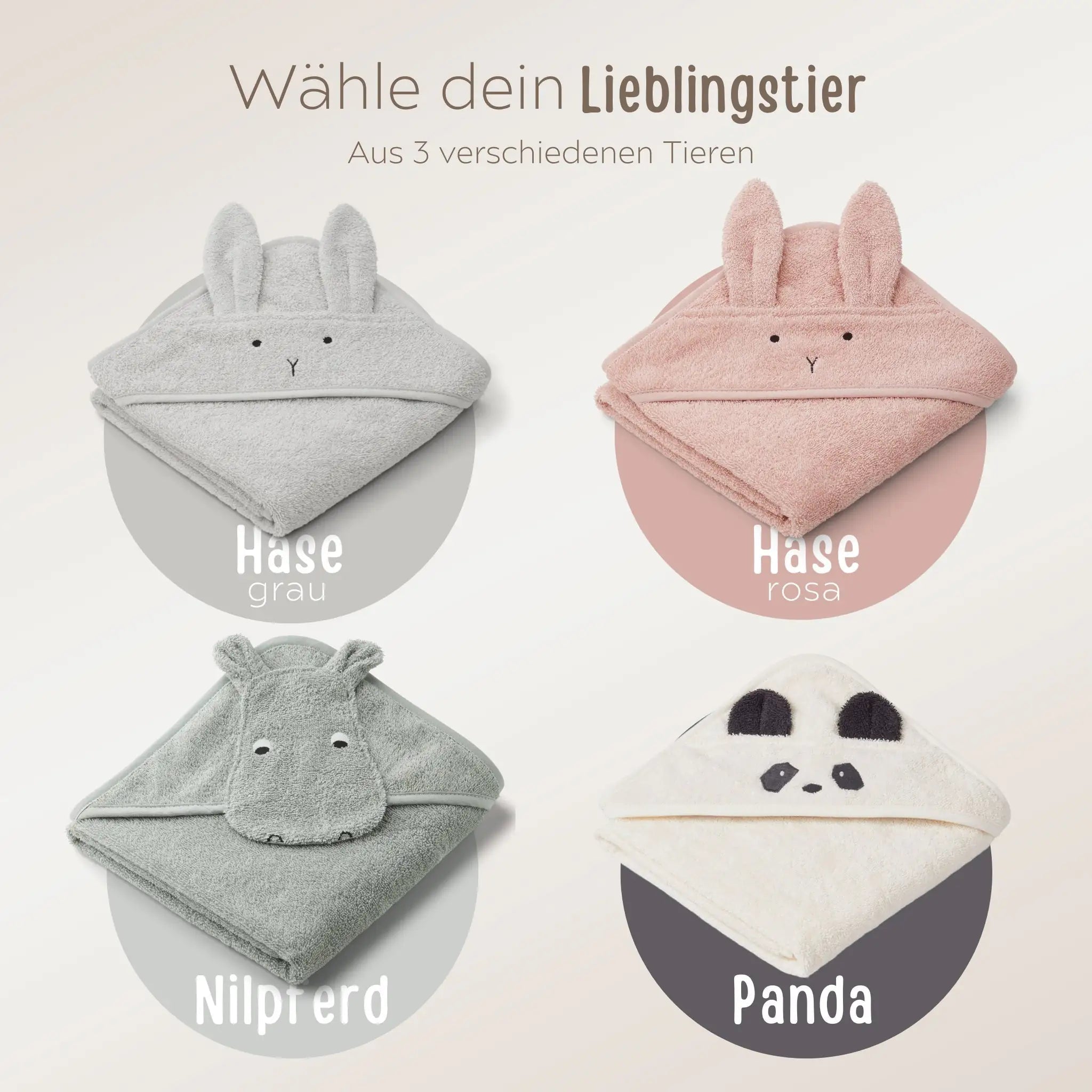 LIEWOOD Kapuzenhandtuch Tiere - wunderwunsch