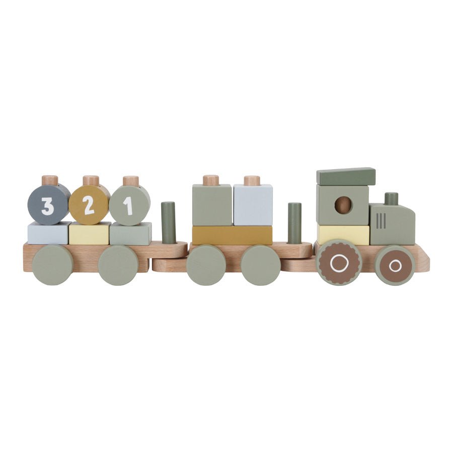LITTLE DUTCH Holz Eisenbahn mit Steck-Formen - Traktor - Little Farm - wunderwunsch