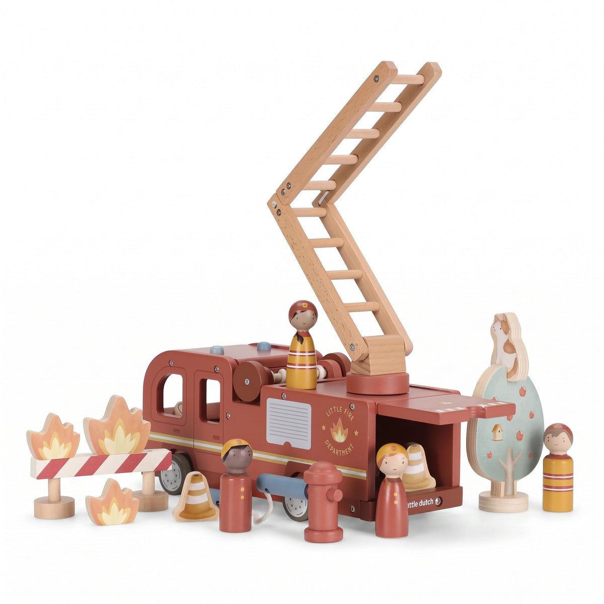LITTLE DUTCH Holz Feuerwehrauto - Set - wunderwunsch