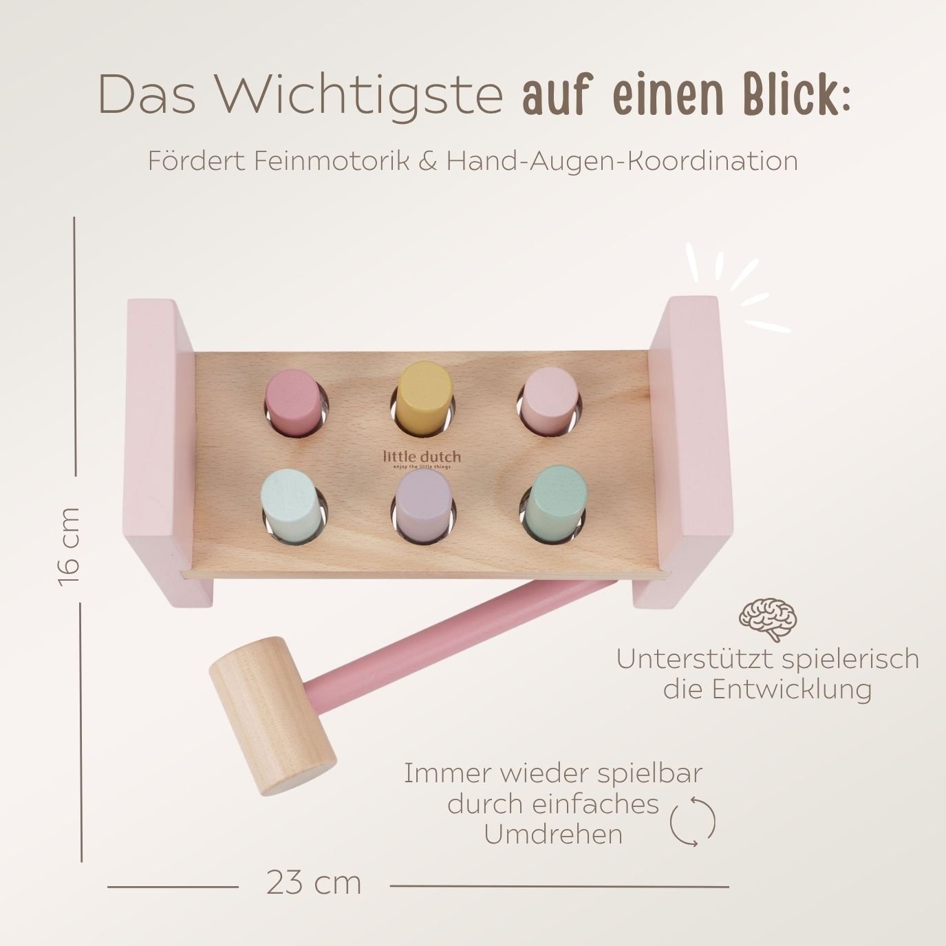 LITTLE DUTCH Holz Hammerbank - Fairy Garden rosa - wunderwunsch
