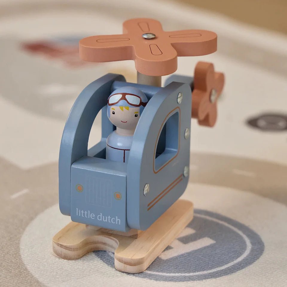 LITTLE DUTCH Holzspielzeug Hubschrauber - blau - wunderwunsch