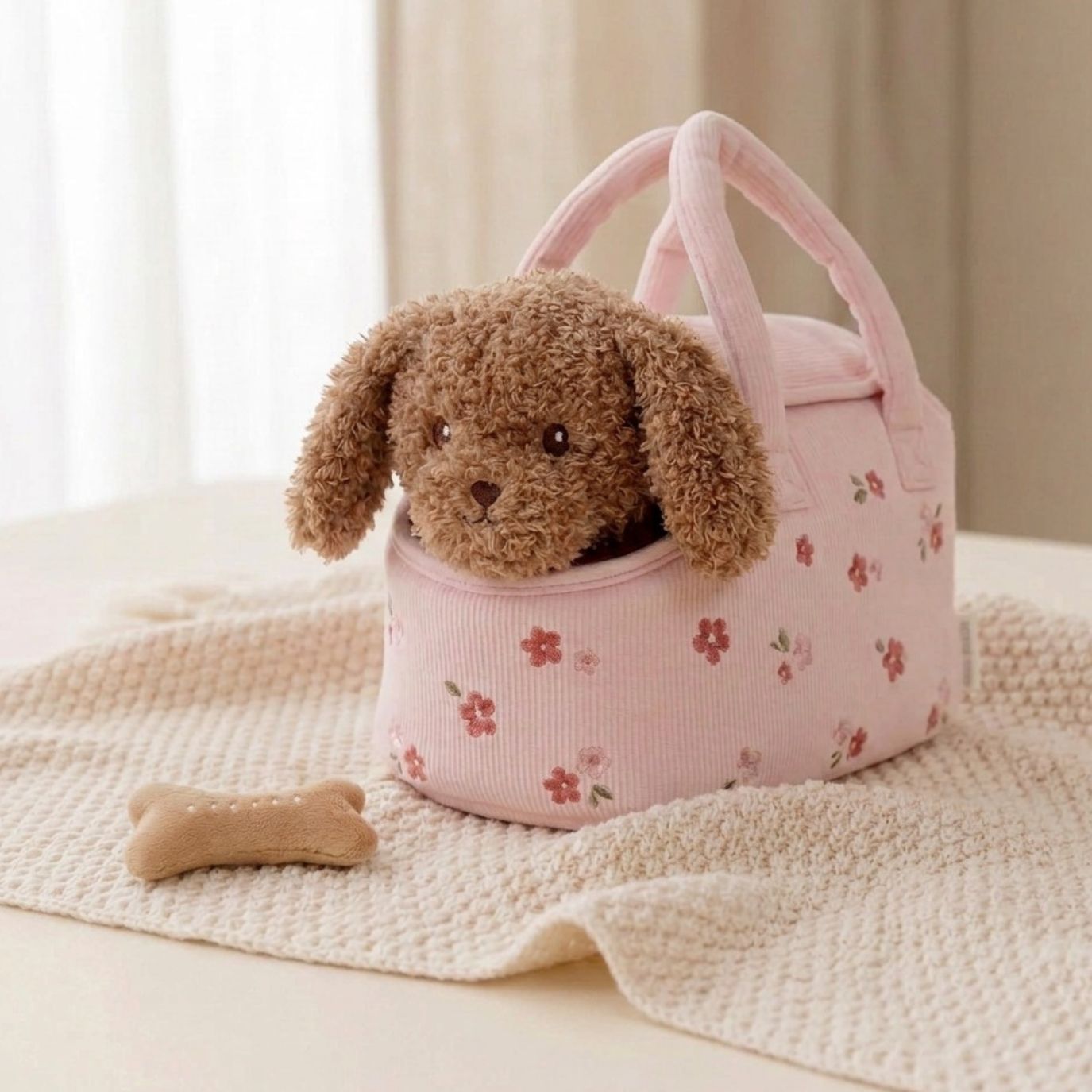 LITTLE DUTCH Kuschelhund in Tasche rosa - wunderwunsch