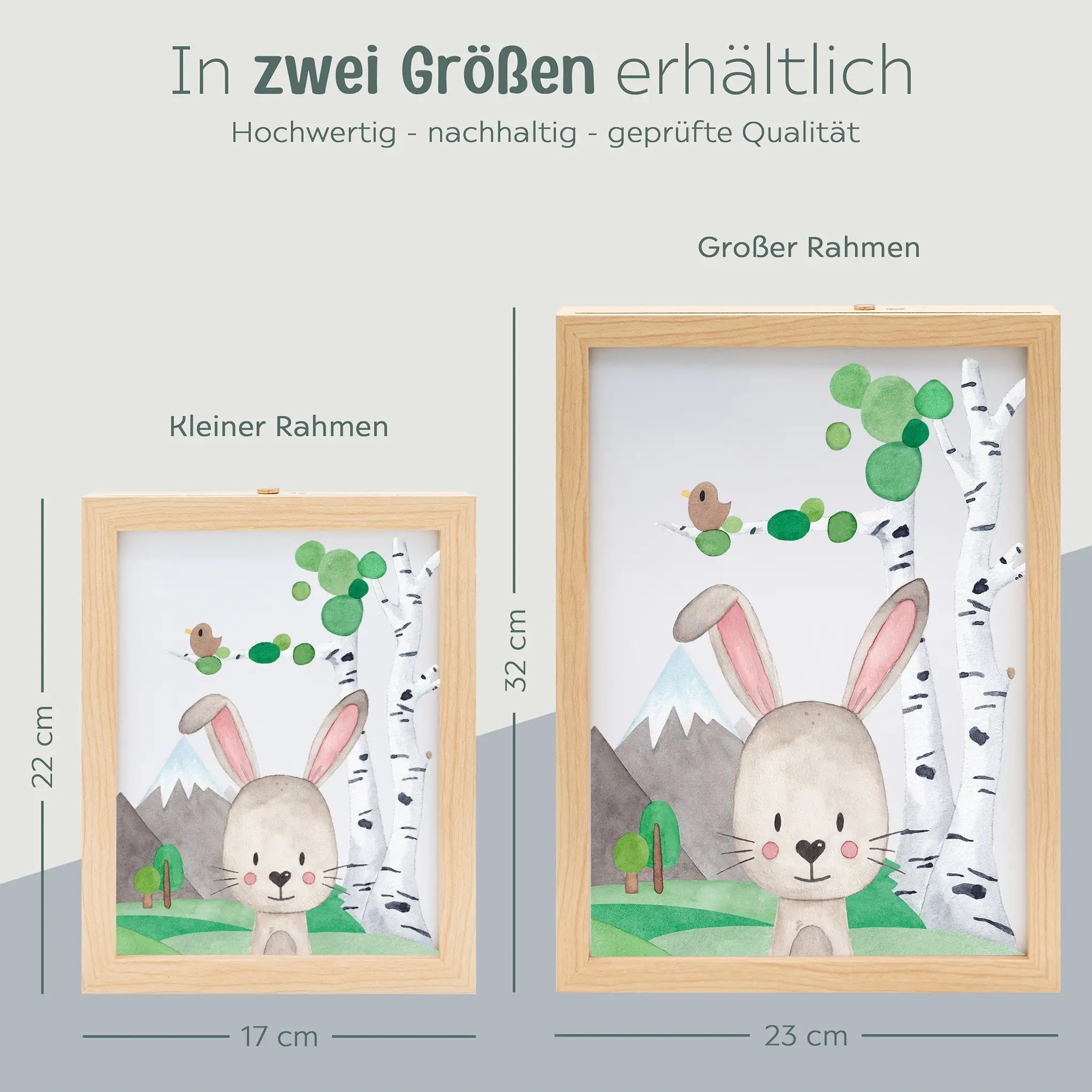 Magischer LED Bilderrahmen - Hase Birkenwald - wunderwunsch
