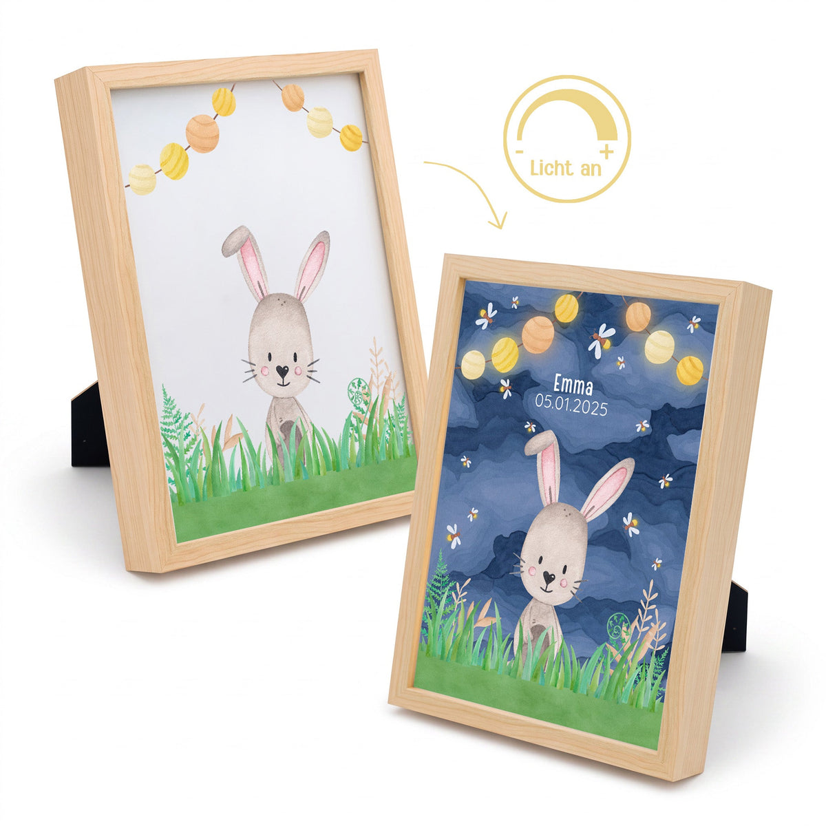 Magischer LED Bilderrahmen - Hase Glühwürmchen - wunderwunsch