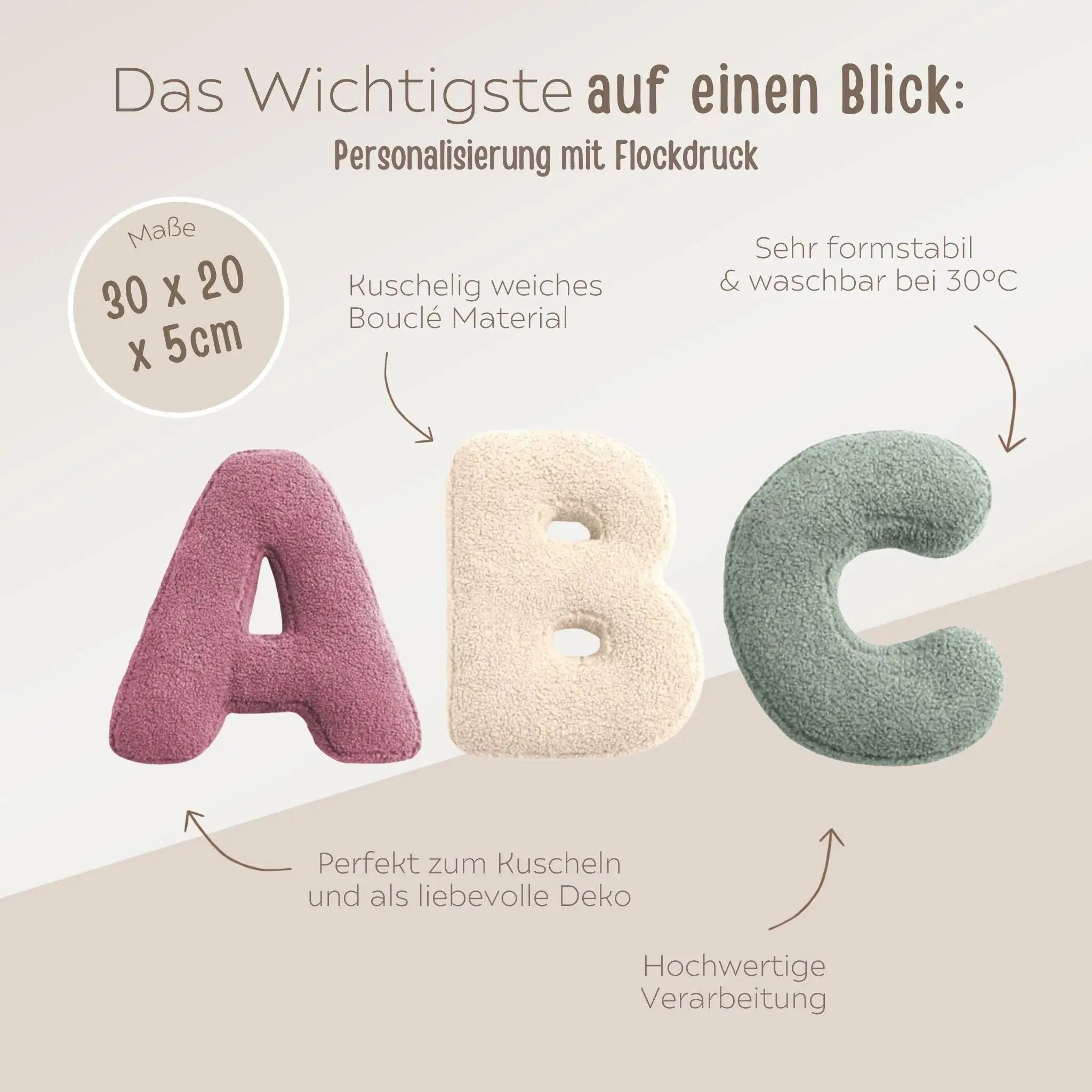 MEALIVING Buchstabenkissen Boucle - wunderwunsch
