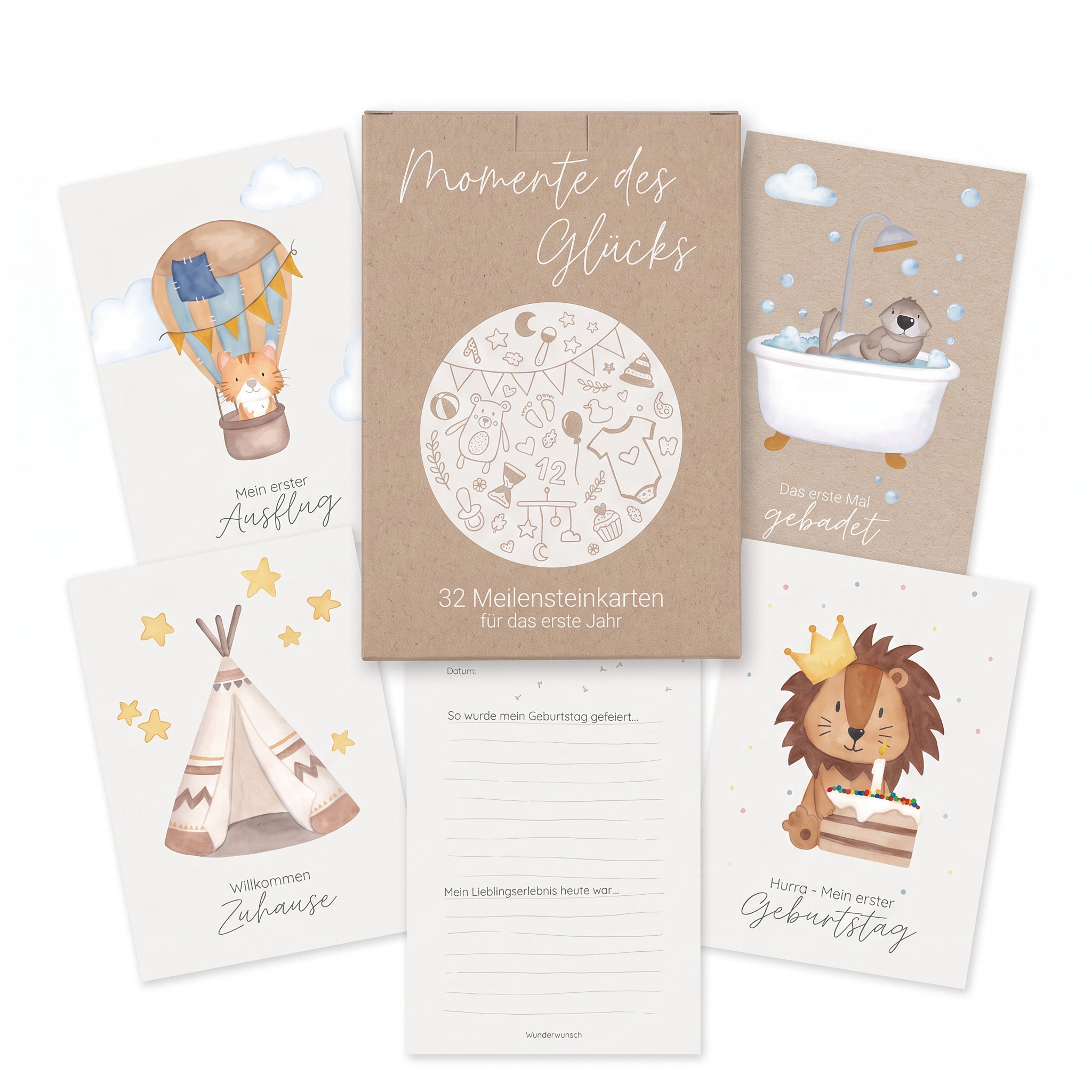 Meilensteinkarten Baby 32-teiliges Set - wunderwunsch