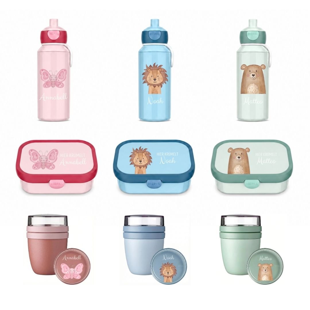 MEPAL Campus Set personalisiert — Brotdose, Trinkflasche und Müslibecher - wunderwunsch