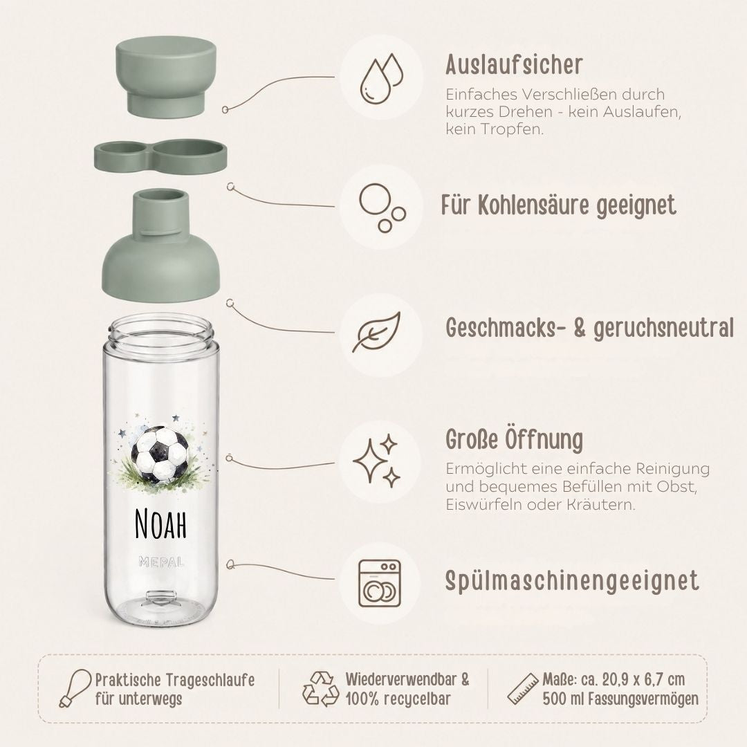 MEPAL Kinder Trinkflasche Vita personalisiert - Fußball - wunderwunsch