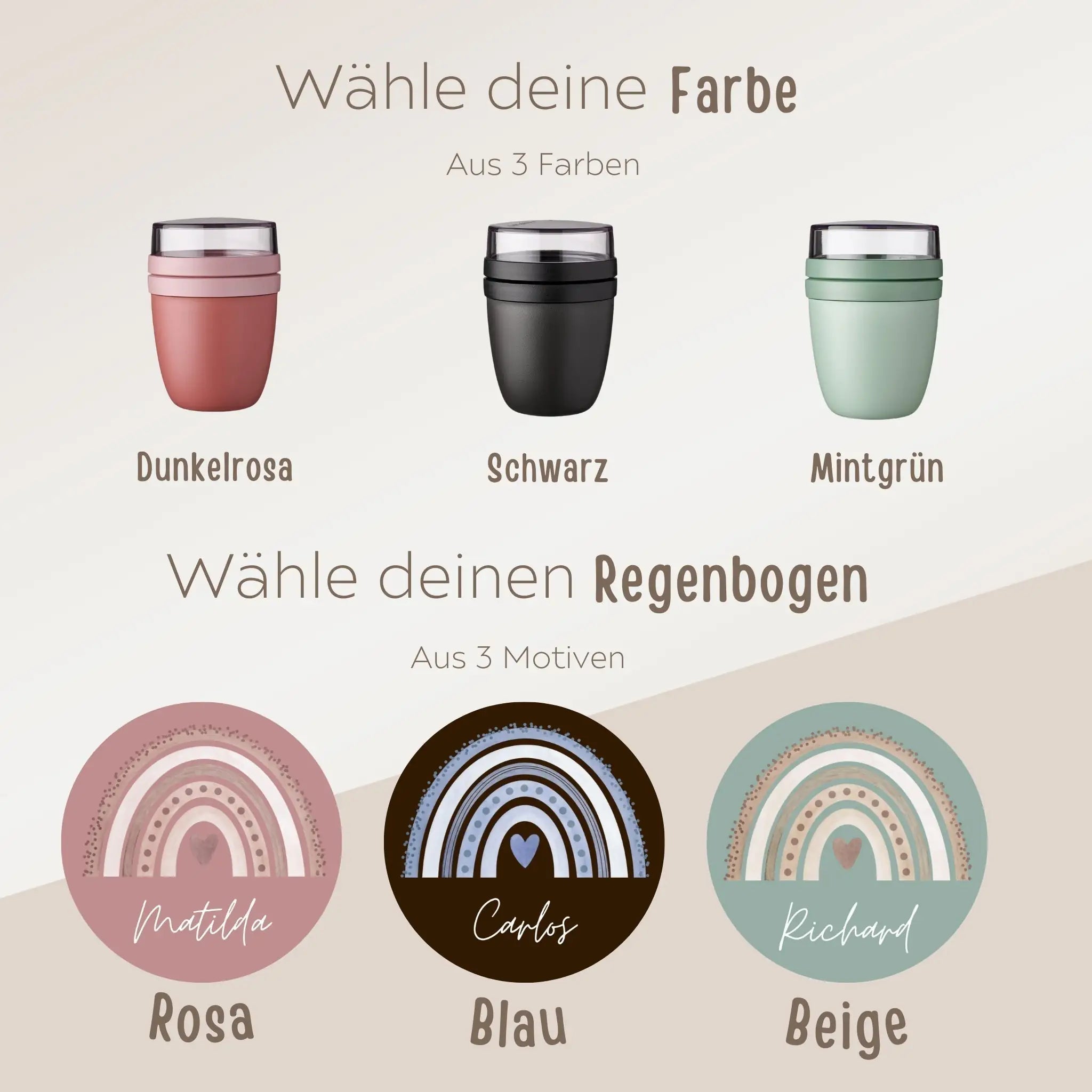MEPAL Müslibecher personalisiert - Regenbogen Punkte Aquarell - wunderwunsch