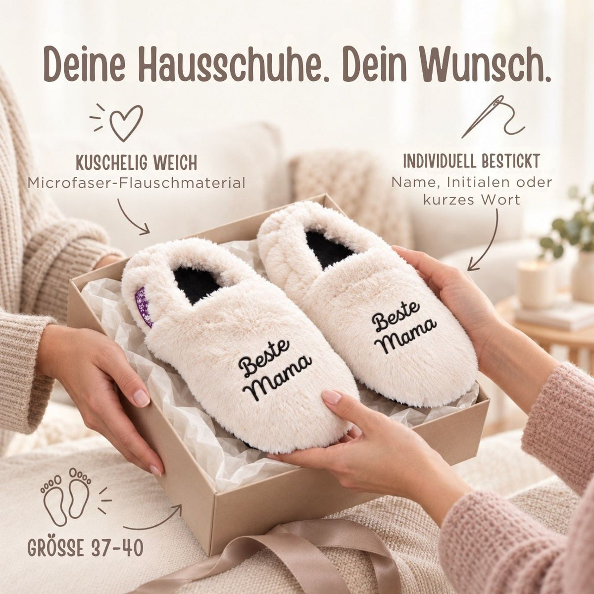 Mikrowellen Hausschuhe personalisiert - wunderwunsch