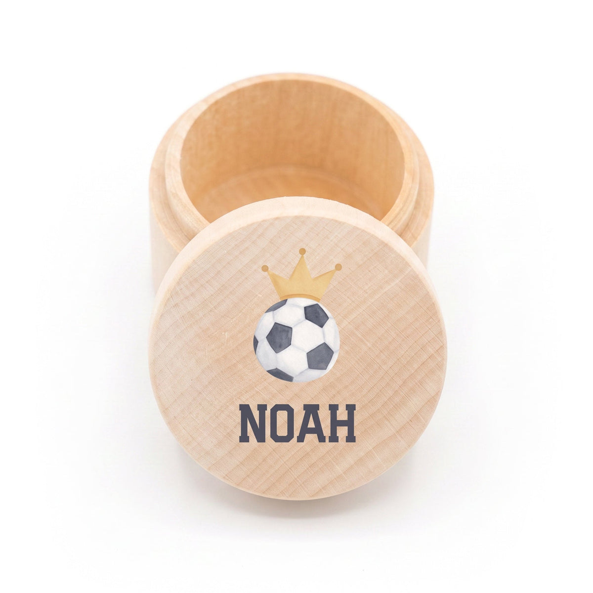 Milchzahndose Holz personalisiert - Fußball Aquarell - wunderwunsch