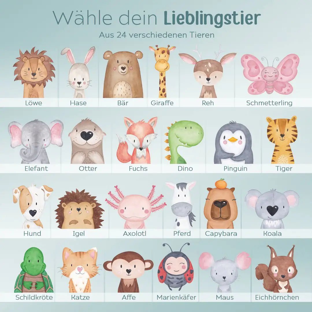 Milchzahndose Holz personalisiert - Tier Aquarell - wunderwunsch