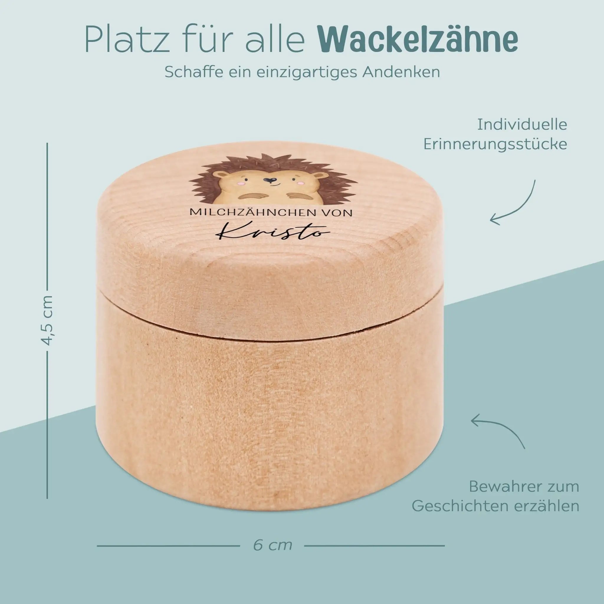 Milchzahndose Holz personalisiert - Tier Aquarell - wunderwunsch