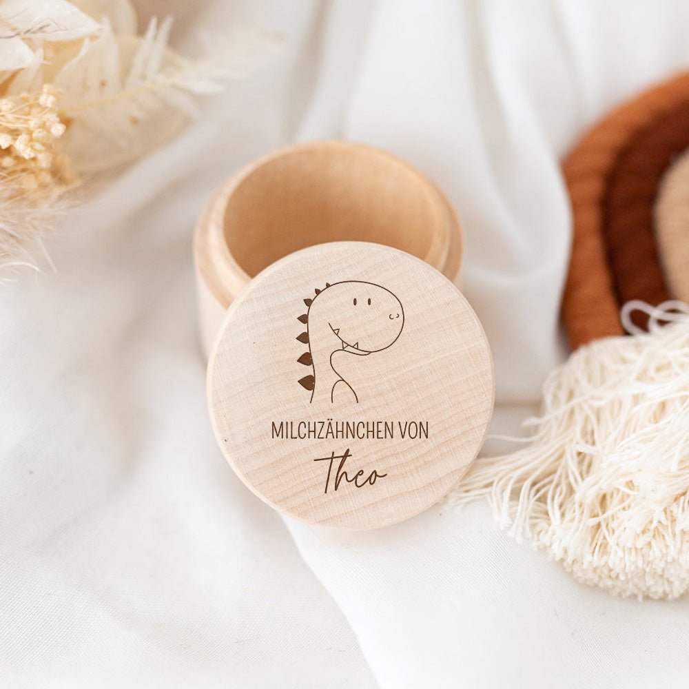 Milchzahndose Holz personalisiert - Tier Gravur - wunderwunsch