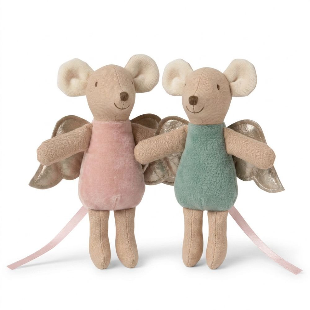 Mini Stoff-Maus mit Engelsflügeln - wunderwunsch