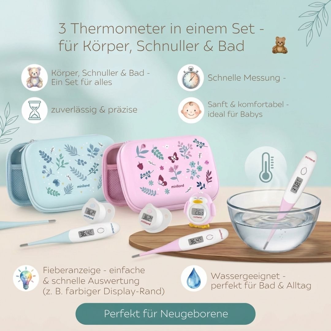 MINILAND Digital Thermometer - Kit 3 - teilig personalisierbar - wunderwunsch