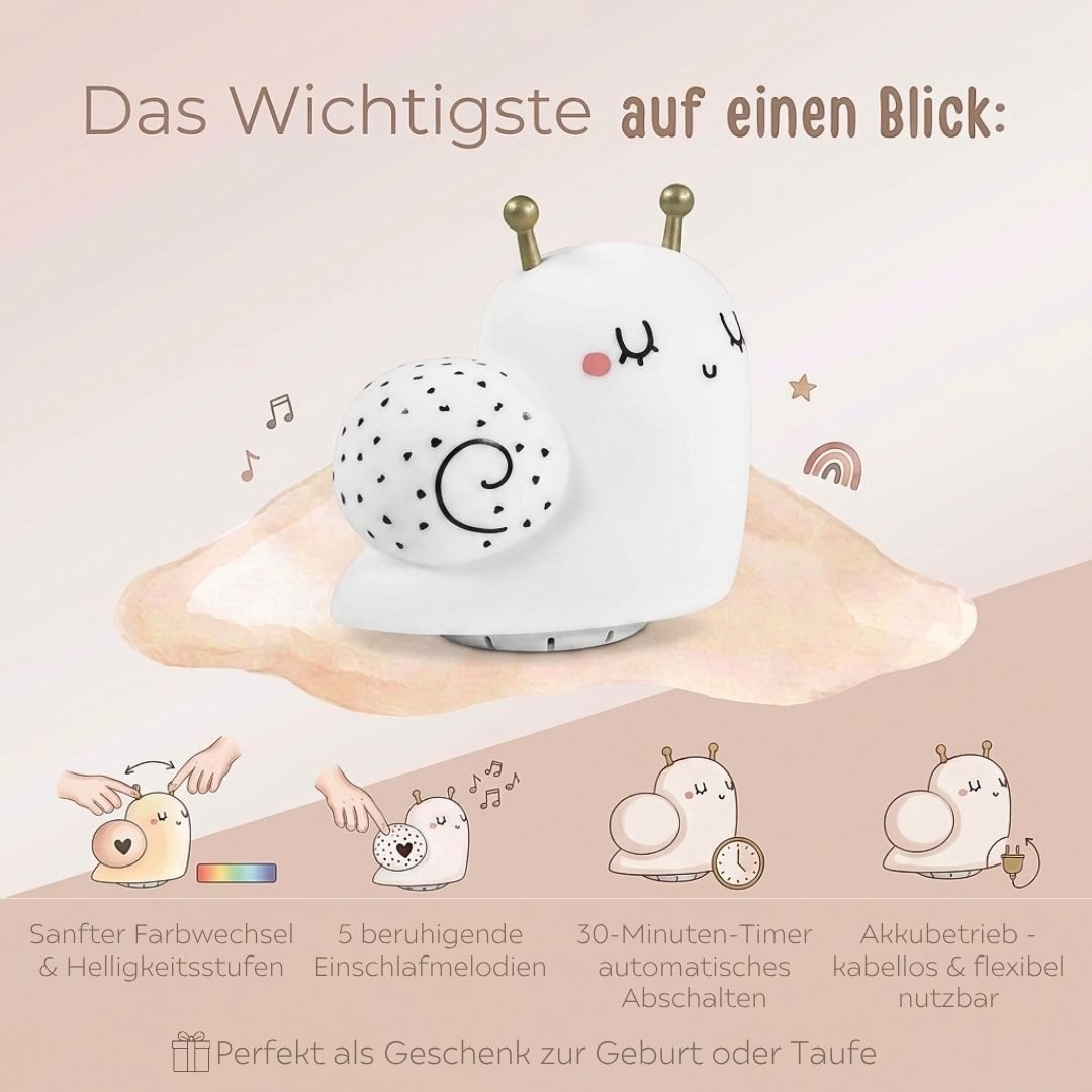 MINILAND Nachtlicht & Musik Schnecke personalisierbar - wunderwunsch